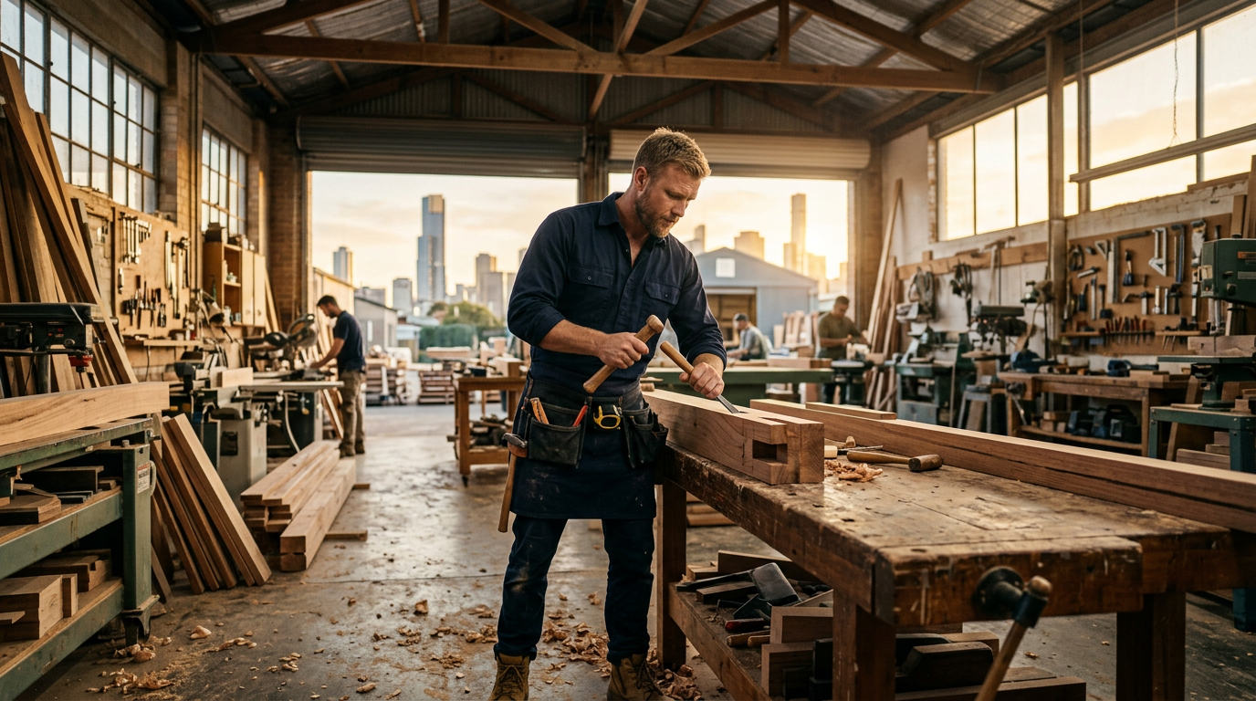 Professional carpenter at work in Melbourne